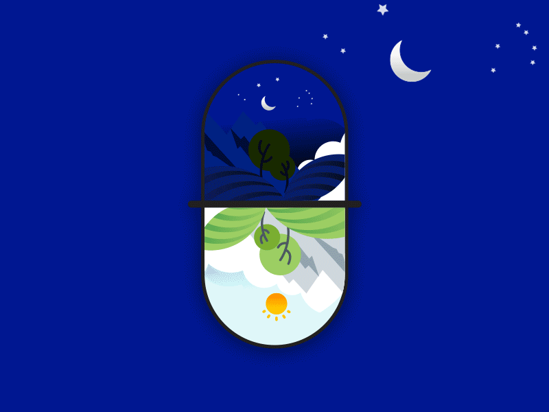 Night And Day creative design day illustration moon mountains night on off switch star sun switch days