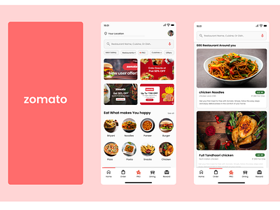 Practice a Zomato Application app branding design graphic design illustration logo typography ui