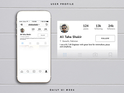 User Profile - Daily UI #006 (First Attempt)