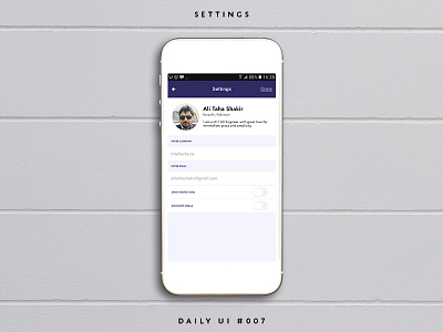 Settings - Daily UI #007 app challenge daily designing minimal mobile page profile setting settings ui user
