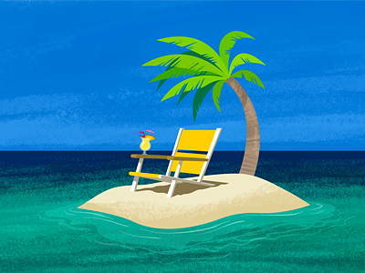 Paradise beach illustration island ocean paint