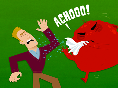 Sneeze cartoon illustration