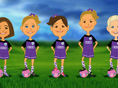 Soccer Girls! cartoon illustration kids soccer vector