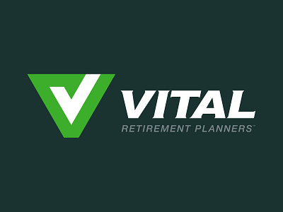 Vital logo on a dark background branding finance retirement