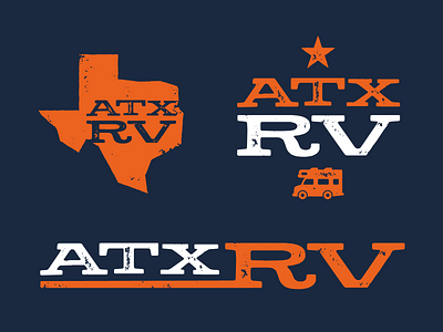 ATXRV Logo Variations on Blue app blue brand branding design illustration logo orange vector