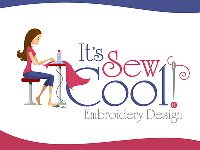 It's Sew Cool! brand design embroidery illustration sewing vector