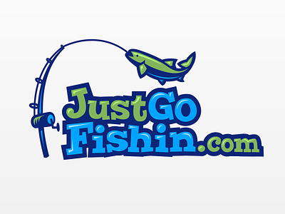 Just Go Fishin blue brand fish fishing fishing pole green illustration logo vector