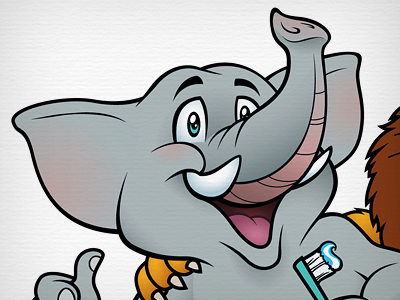 Elephant cartoon elephant gray illustration logo tooth brush