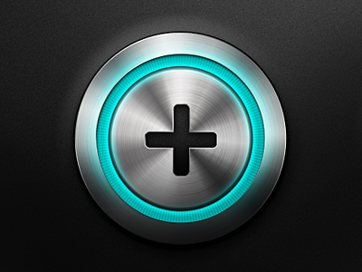 Shiny Button app brushed metal button