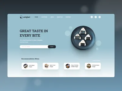 ONIGIWI blue design food japan onigiri simple ui uiux uiux design ux website