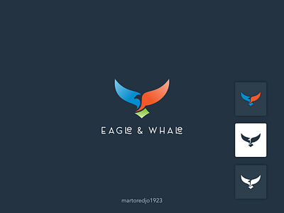 Eagle and Whale logo branding design eagle logo graphic design icon illustration logo logos monogram negative space simple typography ui ux vector whale logo