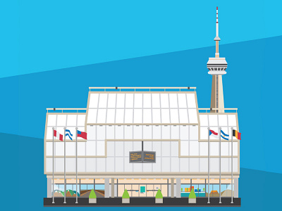 Toronto City Landmarks Series #4－ Convention Centre & CN Tower illustration landmark