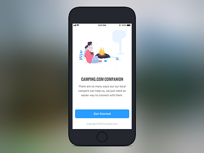 Camping App Onboarding app atomic campgrounds camping clean design hiking illustration location based mobile onboarding onboarding screen onboarding ui registration typography ui ux