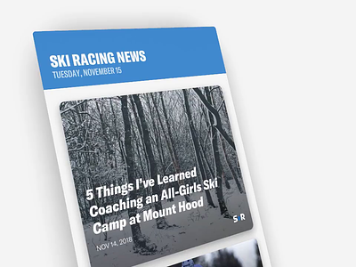 Ski Racing News animation app articles clean design font gif mobile opening skiracing ui ux vector