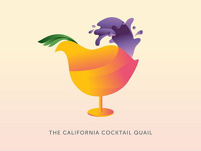 California Cocktail Quail - logo proposal alcohol beverage california cocktail colorful gradient logo quail vexter