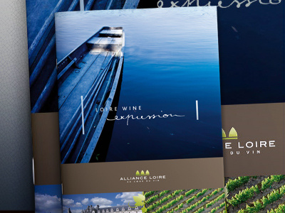 Wine catalog blue boat catalog corporate cover design editorial page print river typography wine
