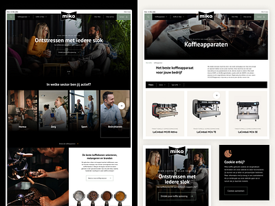 Miko Coffee black category coffee coffee bean cookie dark design destress drinks filters homepage machines miko overview products relax ux uxdesign warm webdesign