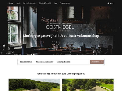 Oostwegel Collection big big key clean dark design hotel restaurant web webdesign white work