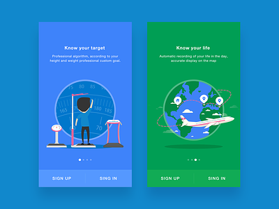 health app Slife - welcome page activity app board card chat color health illustration life slider welcome welcome page