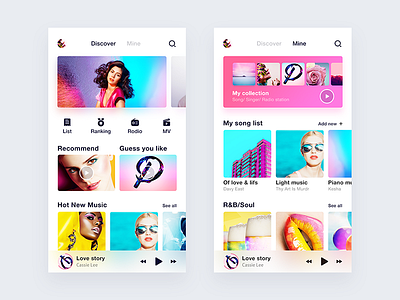 Musicer album clean colorful music player profile singer
