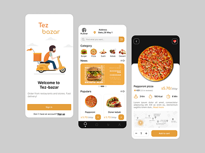 Tez Bazar-Food delivery app app delivery design mobile ui ux