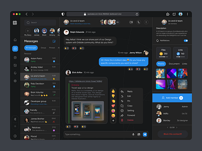 Chaty-Team chat dashboard(dark mode)