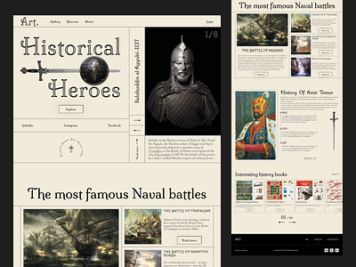 Historical Heroes landing page design ui ux web