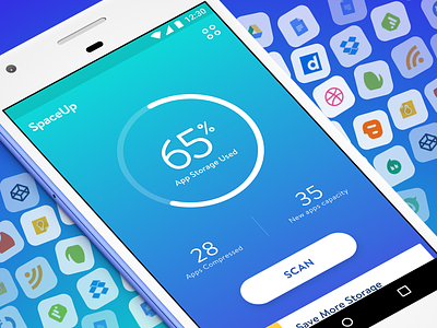 SpaceUp - screens app apps clean increase mobile save space save storage spaceup ui ux