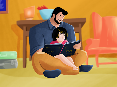 Father daughter daughter drawing father illustration ipadart procreate