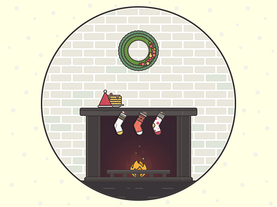 Merry Christmas christmas christmas wreath fireplace icons illustration santa socks vector winter