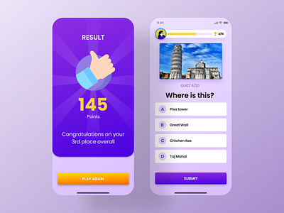 Quizz app - iOS screens