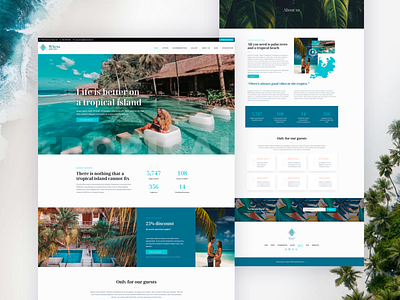 Tropical Resort Website about beach booking concept design example exotic homepage hotel landing page live model resort rooms travel ui ux webdesign website