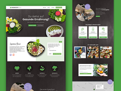 Restaurant Website Design UI branding design food food bowls green healthy icons illustration landingpage ui website