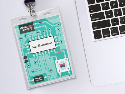 Badges for the open source firmware conference 2018 badge conference illustration print
