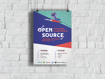 Poster for the open source firmware conference 2018 animal conference cute illustration logo poster print racoon