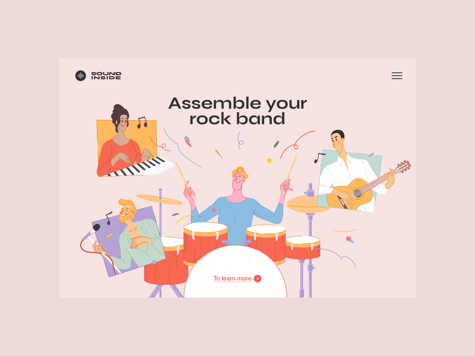 Sound Inside - Your Rock Band Page design illustration sound ui web