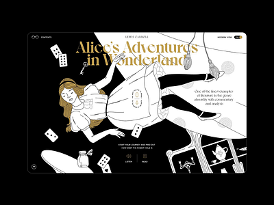 Alice in Wonderland — Main Page alice in wonderland animation design illustration lewis carroll ui ux web