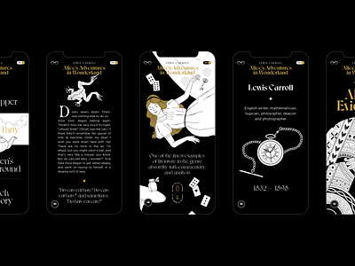 Alice in Wonderland — Mobile Screens alice in wonderland illustration lewis carroll mobile ui ux web