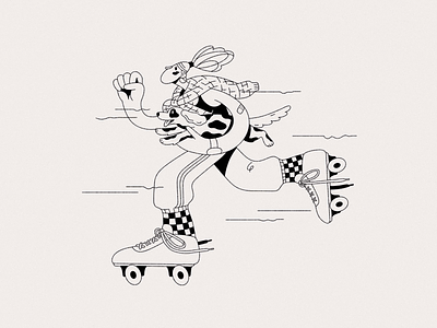 Roller Skates black and white black ink graphic diary illustration sketch thin line