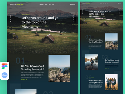 Traveling website and Travel mountain behance branding design figma figma design graphic design logo ui uiux web webflow website website design word prass