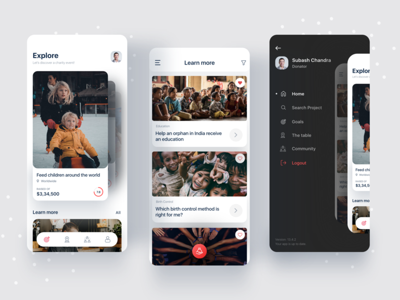Donation and Charity App app app concept app design app development apps charity charity app charity campaign charity payment crowd funding digital donation donate donate app donation app food donation interface subash ui ui designer uidesign