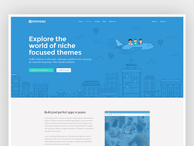 PuffinThemes abstract home page illustration interface landing landing page product design ui ux website
