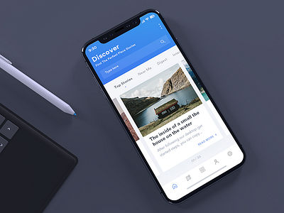 Stories App article blog card ios iphone x iphonex minimal news app social social media travel news ui