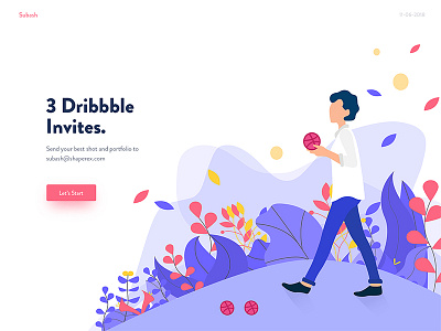 3 Dribbble invites bangladesh craft first shot gift giveaway illustration invitation invite invites subas subash welcome