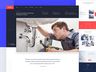 Plumbing Service Home Page clean service landing landing page plumber plumbing product service ui ux web website