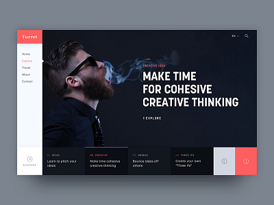 Turret Header Explore creative explore header home inspiration landing landing page subash ui ux web website