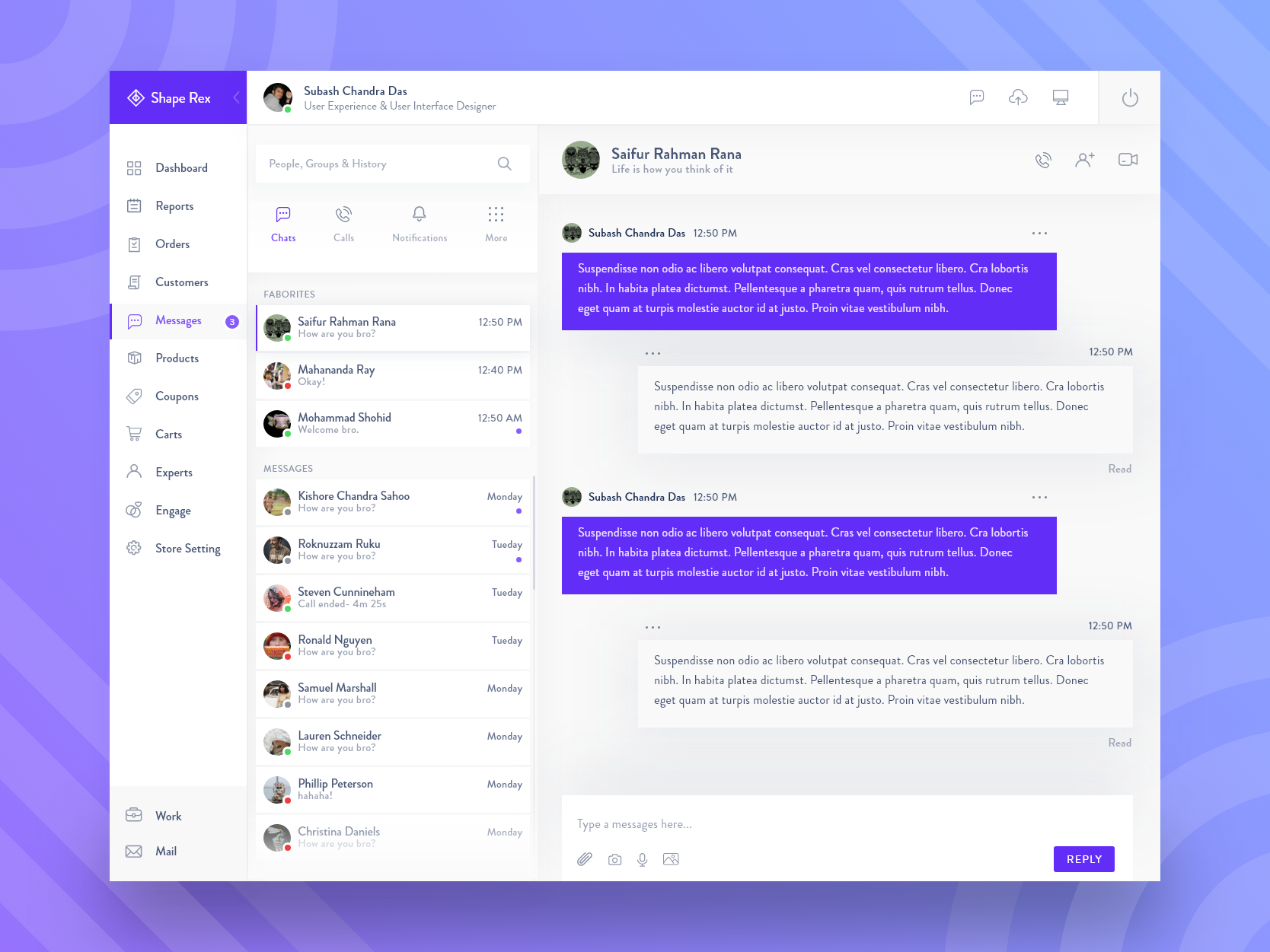 Чат мессенджер. Chat Messenger UI. Web app chat. Dashboard message. Design dashboard message chat.