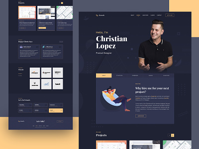 Growth – Personal Portfolio Theme interface landing landing page portfolio portfolio design portfolio website product design resume template theme design web design website