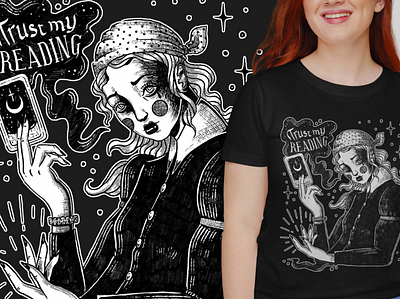 Witches collection - for Vexels black and white illustration magic merch merchandising mystic photoshop procreate t shirt texture witch