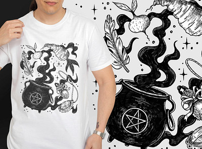 Witches collection - for Vexels black and white design drawing illustration magic merch merchandising mystic photoshop procreate t shirt witch